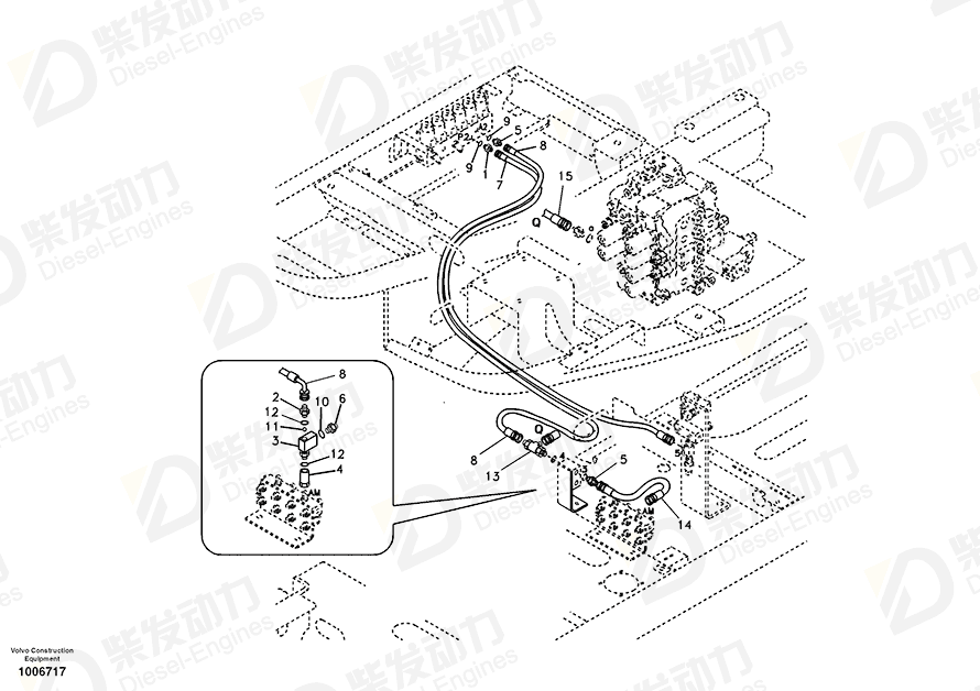 VOLVO Hose assembly SA9453-02251 Drawing VOLVO Hose assembly SA9453-02251 Drawing