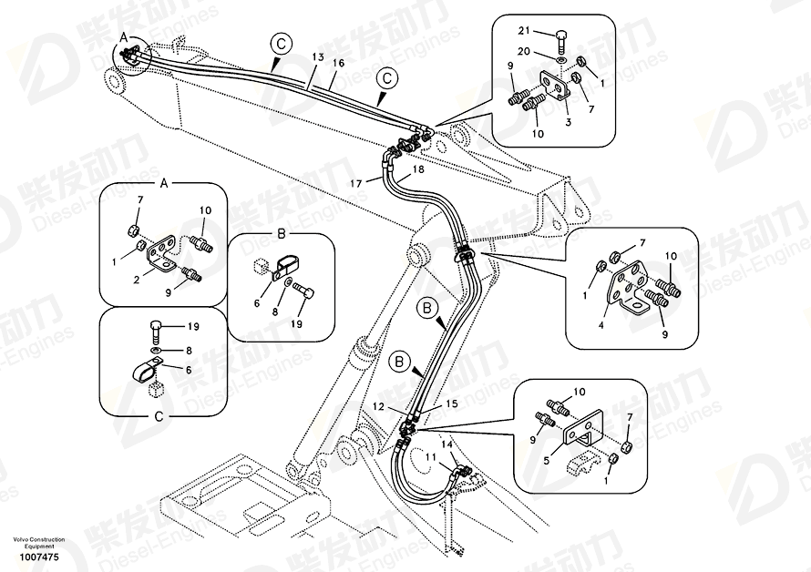 VOLVO Hose assembly SA9453-02620 Drawing