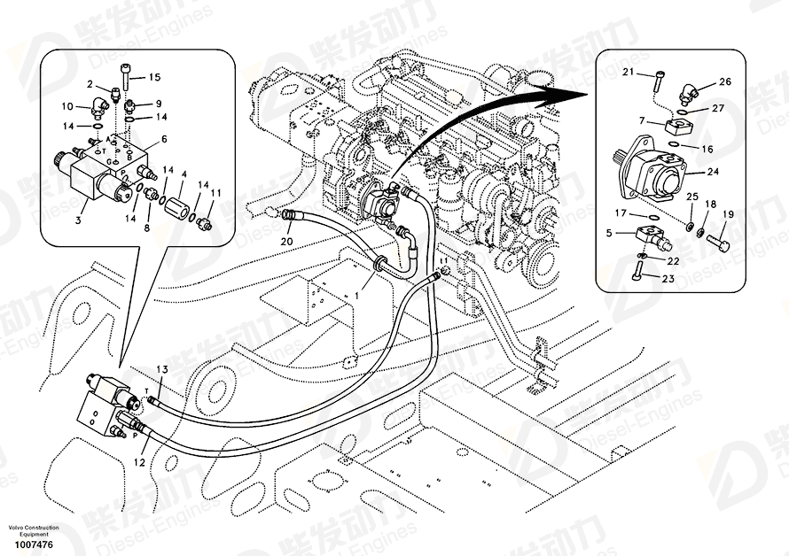 VOLVO Hose assembly SA9453-06220 Drawing