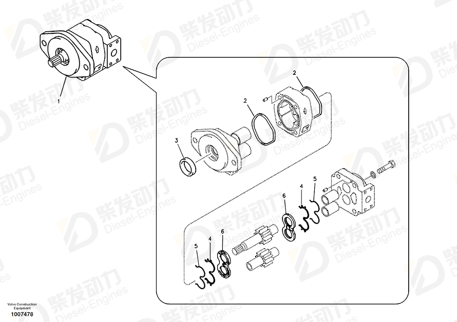 VOLVO Gear pump 14525542 Drawing