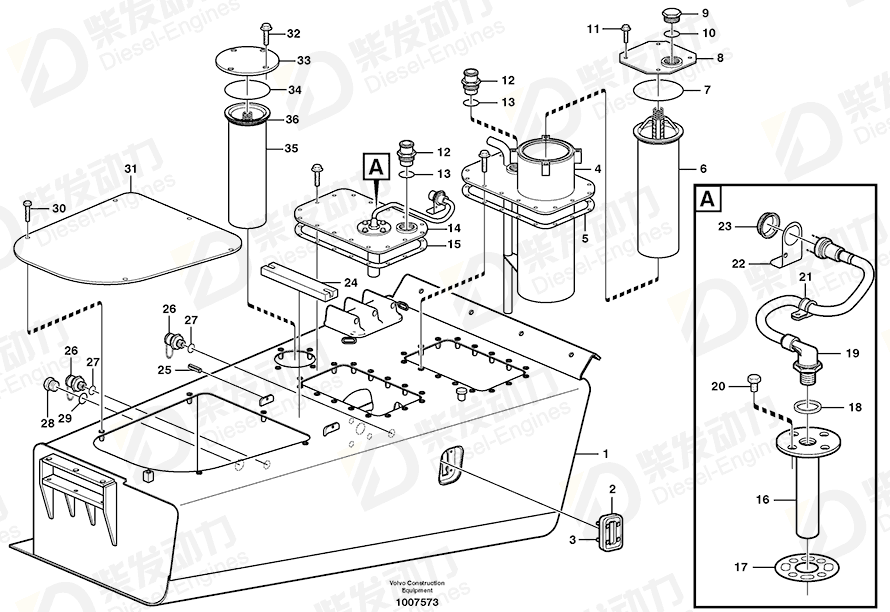 VOLVO Hydraulic fluid tank 11190275 Drawing