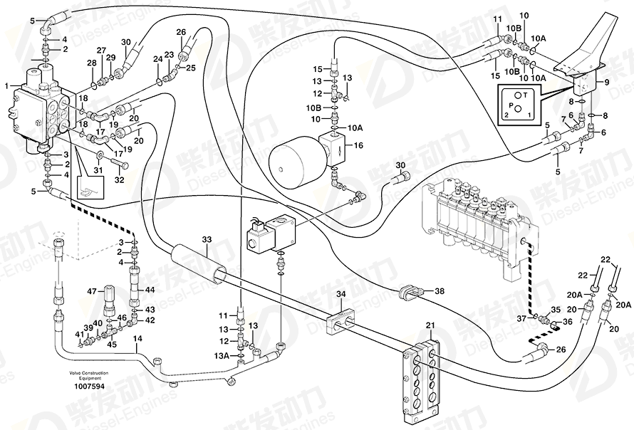 VOLVO Hose assembly 937992 Drawing VOLVO Hose assembly 937992 Drawing