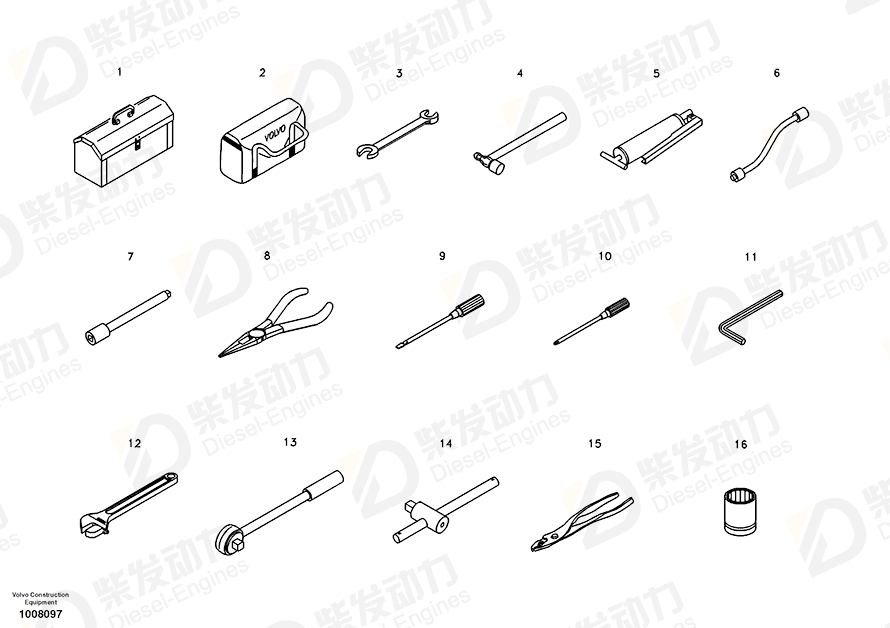 VOLVO Adjustable spanner SA9719-10200 Drawing VOLVO Adjustable spanner SA9719-10200 Drawing