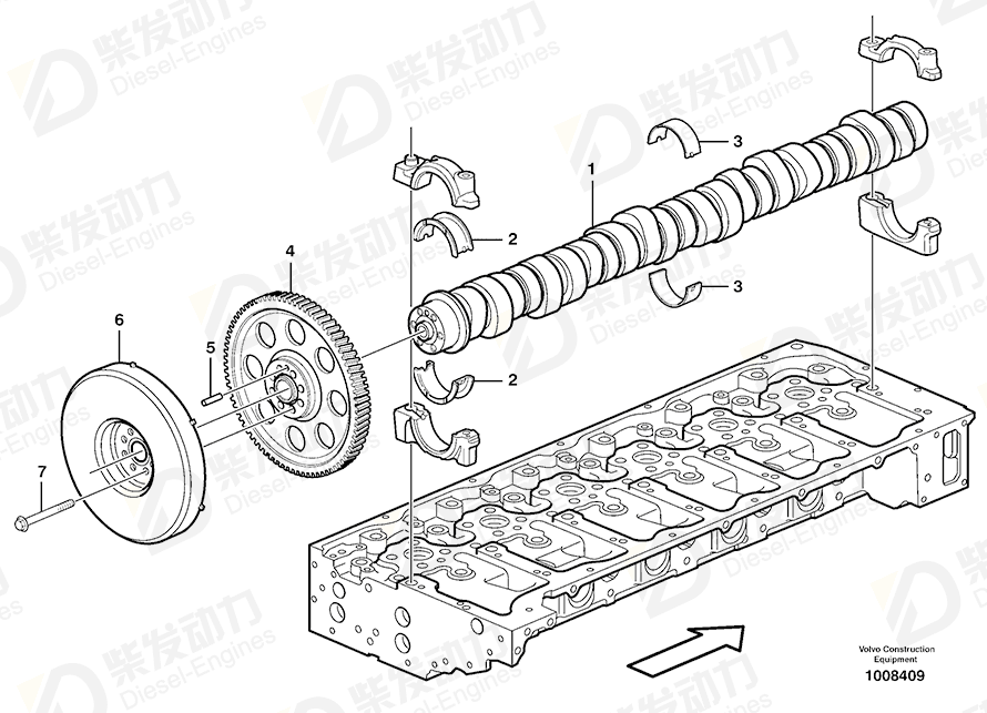 VOLVO Camshaft bearing kit 21440997 Drawing