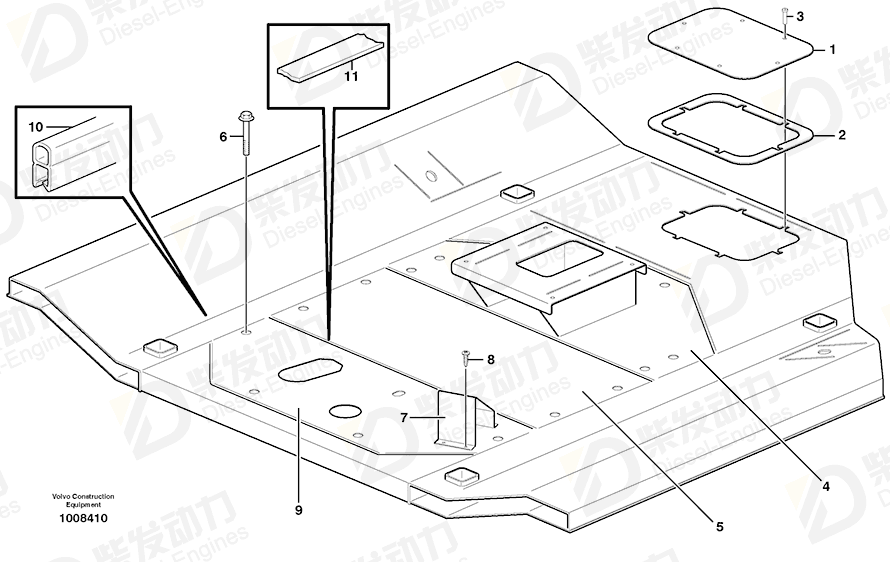 VOLVO Floor Panel 11121304 Drawing VOLVO Floor Panel 11121304 Drawing