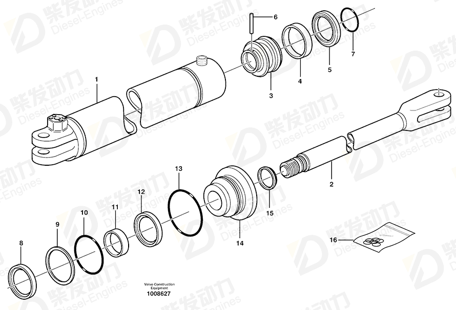 VOLVO Piston rod seal 11202568 Drawing