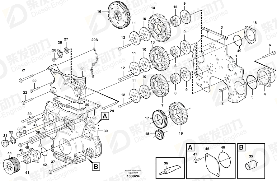 VOLVO Tmg gear cover 3826577 Drawing VOLVO Tmg gear cover 3826577 Drawing