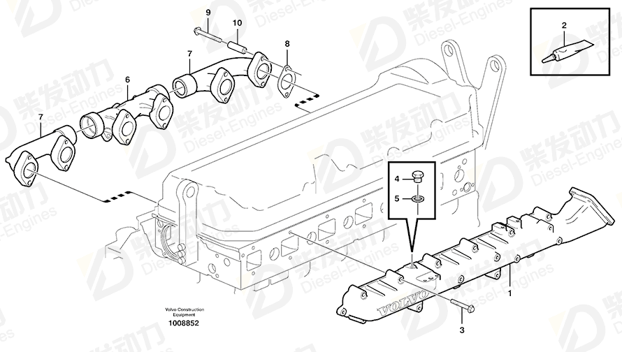 VOLVO Inlet manifold 11129259 Drawing VOLVO Inlet manifold 11129259 Drawing