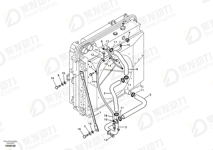 VOLVO Cooling hose 14881166 Drawing VOLVO Cooling hose 14881166 Drawing
