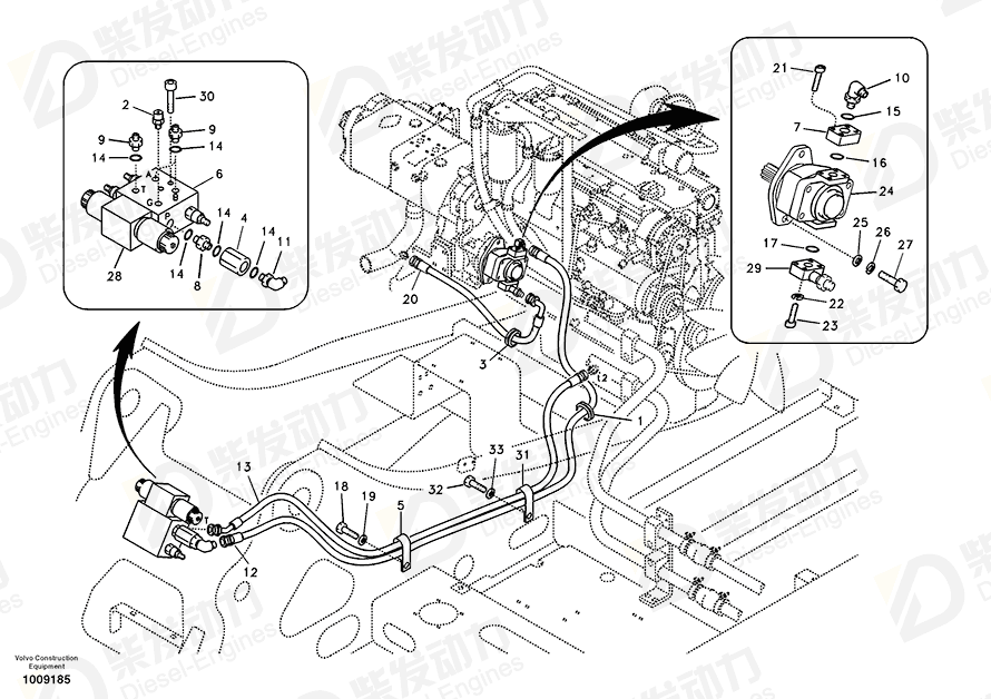 VOLVO Hose assembly SA9452-03233 Drawing VOLVO Hose assembly SA9452-03233 Drawing
