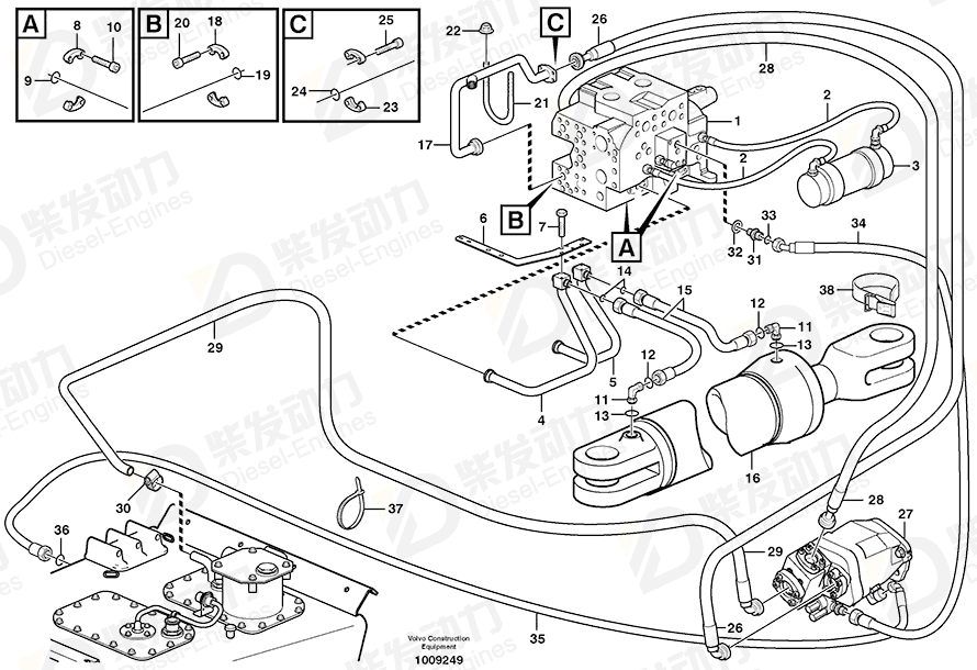 VOLVO Hose assembly 935944 Drawing VOLVO Hose assembly 935944 Drawing