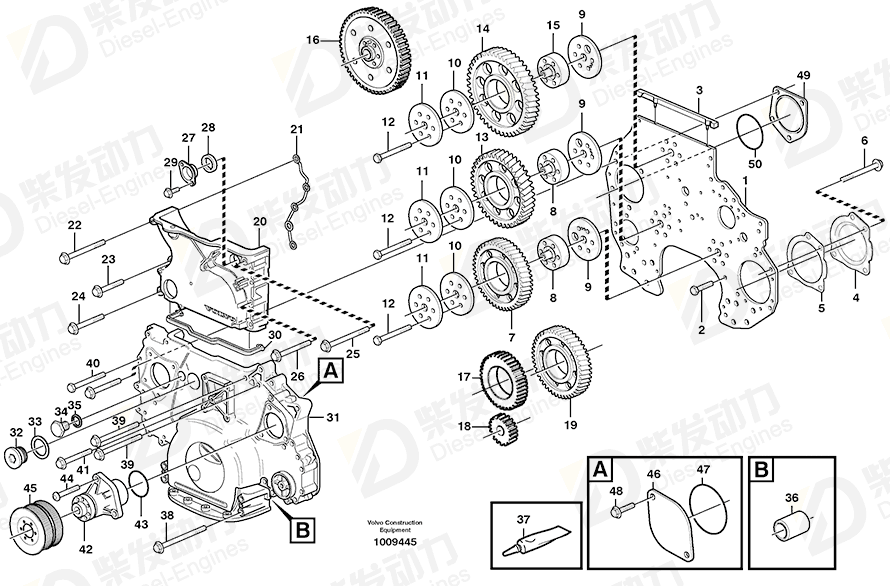 VOLVO Tmg gear cover 3835798 Drawing VOLVO Tmg gear cover 3835798 Drawing