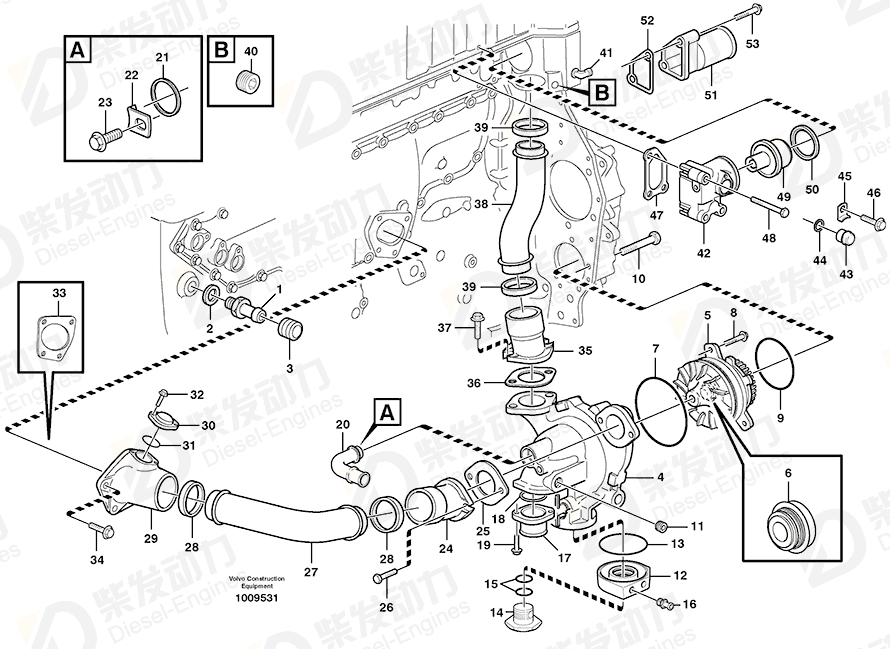 VOLVO Coolant pipe 8170314 Drawing