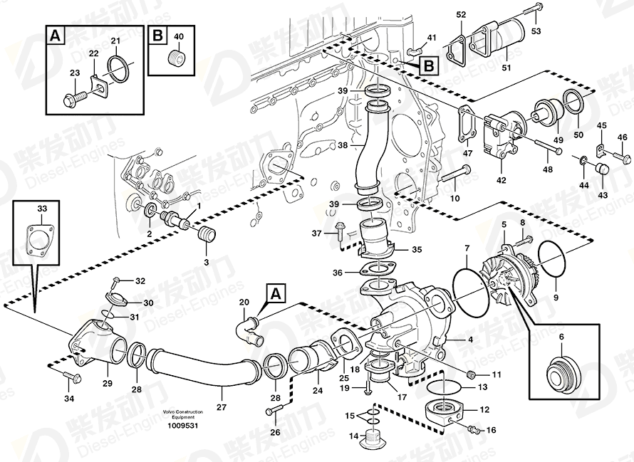 VOLVO water pump 20431137 Drawing VOLVO water pump 20431137 Drawing