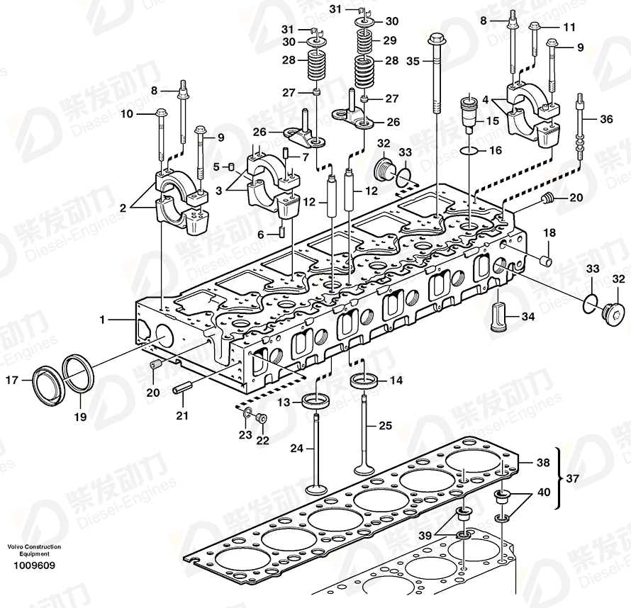 VOLVO Cylinder head 3165381 Drawing