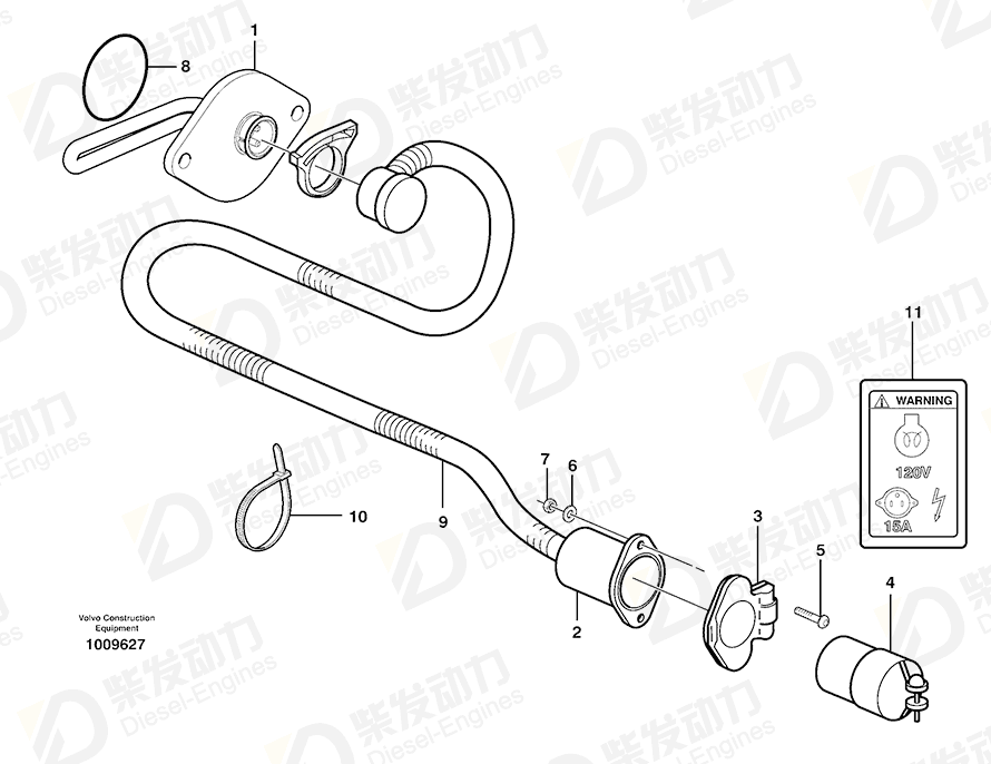 VOLVO Engine heater 11128243 Drawing