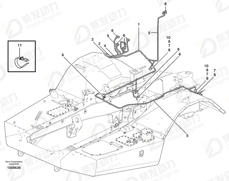 VOLVO Cable harness 11190281 Drawing