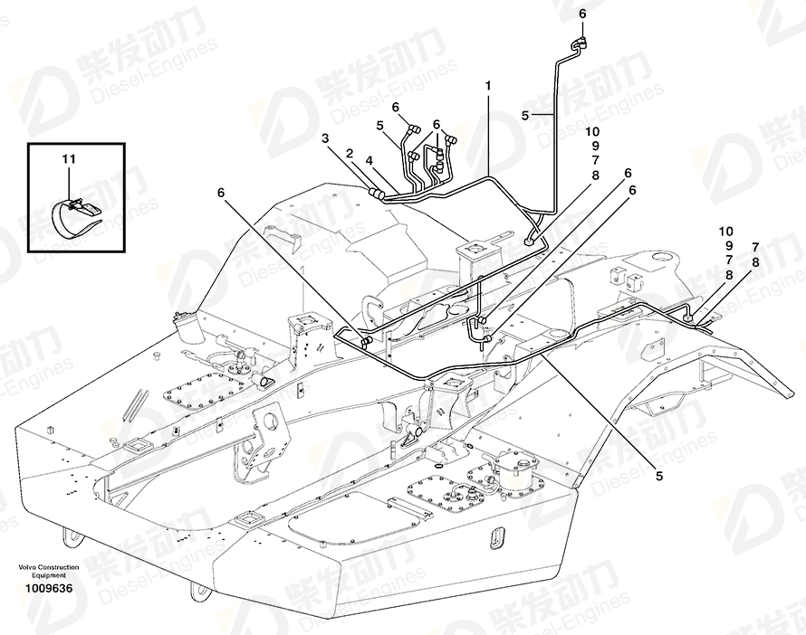 VOLVO Cable harness 11190281 Drawing VOLVO Cable harness 11190281 Drawing
