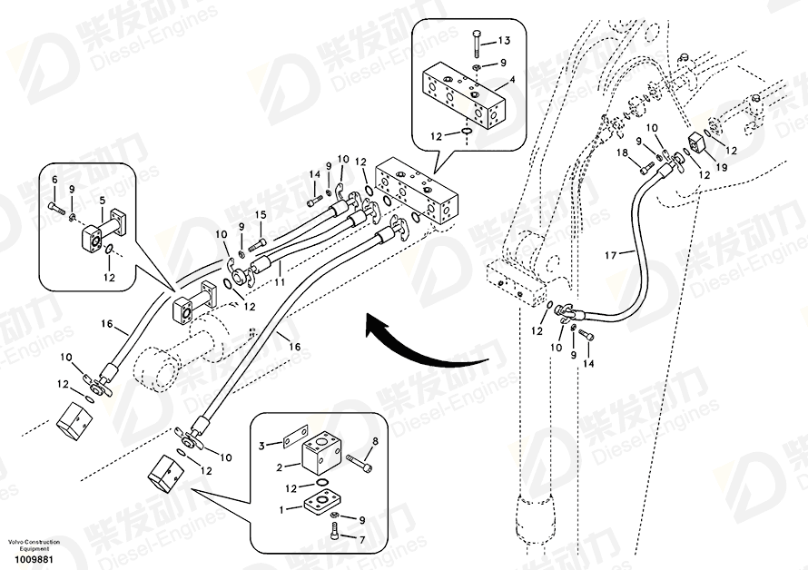 VOLVO Hose assembly 14880240 Drawing