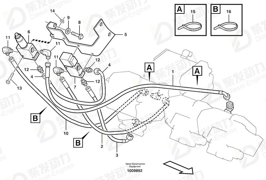VOLVO Hose assembly 935932 Drawing VOLVO Hose assembly 935932 Drawing