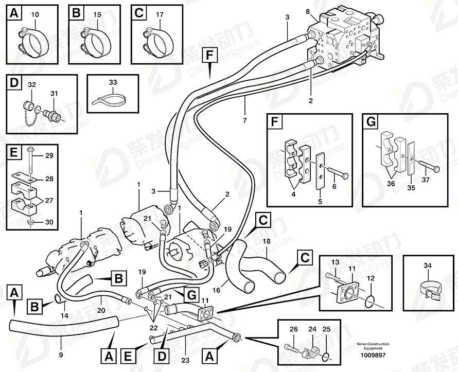 VOLVO Hose assembly 11190545 Drawing