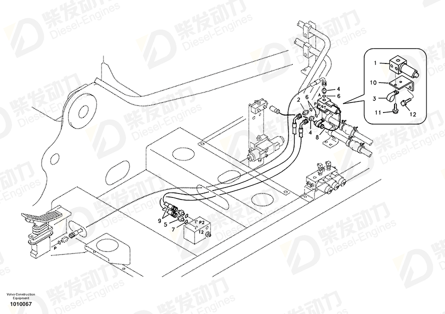 VOLVO Hose assembly SA9453-02253 Drawing VOLVO Hose assembly SA9453-02253 Drawing