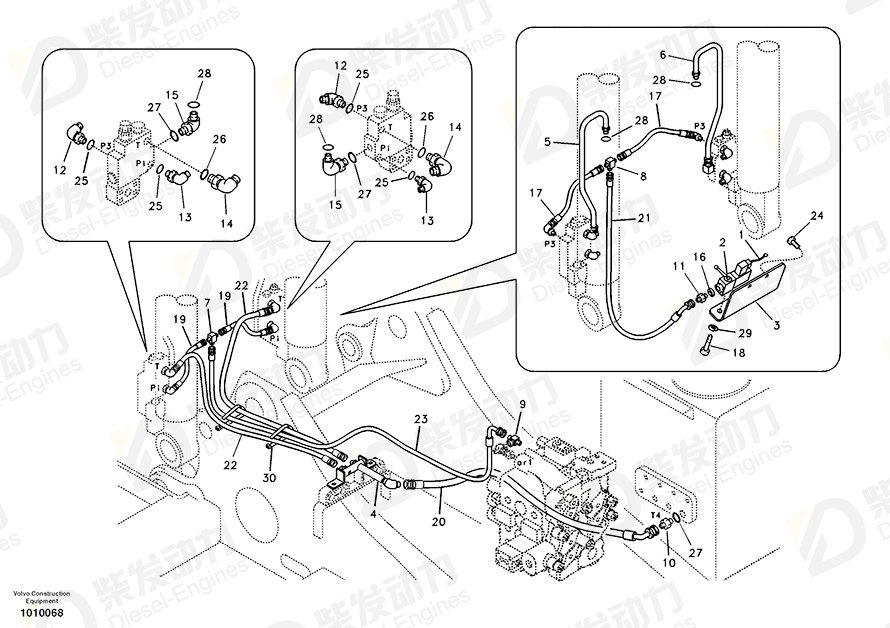 VOLVO Hose assembly SA9451-04322 Drawing VOLVO Hose assembly SA9451-04322 Drawing