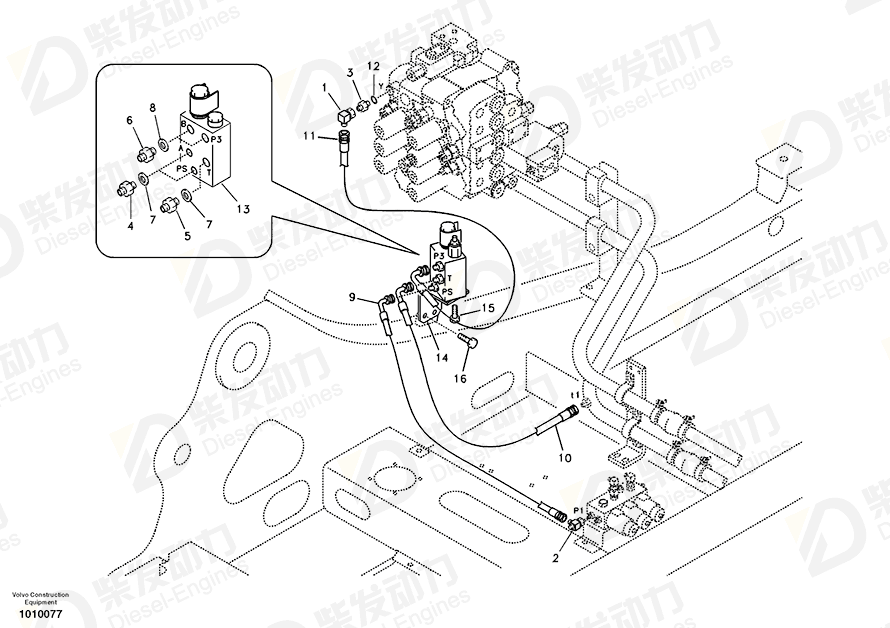 VOLVO Hose assembly SA9453-03628 Drawing