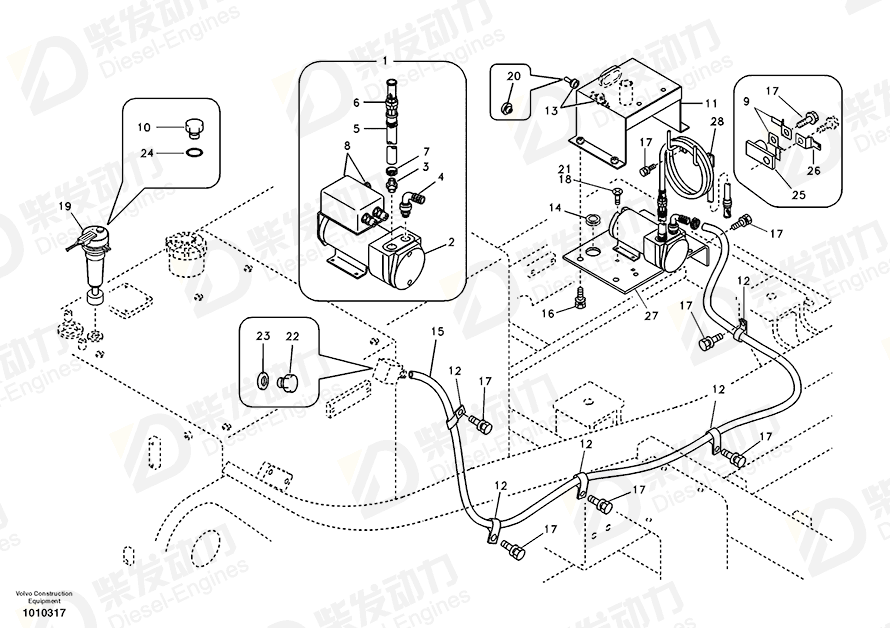 VOLVO Fuel hose 14881118 Drawing