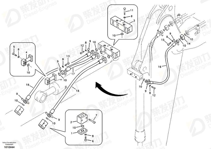 VOLVO Hose assembly 14881831 Drawing