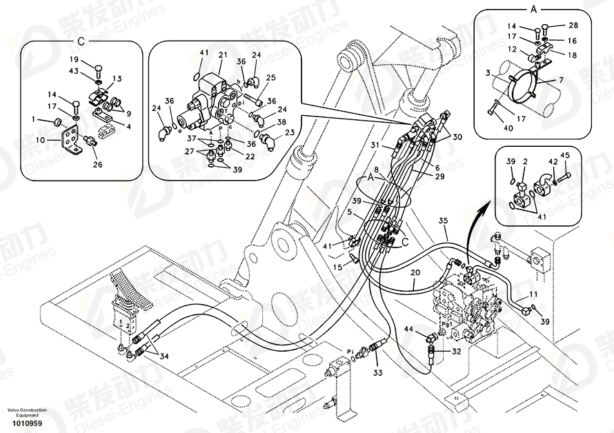 VOLVO Hose assembly 937478 Drawing VOLVO Hose assembly 937478 Drawing