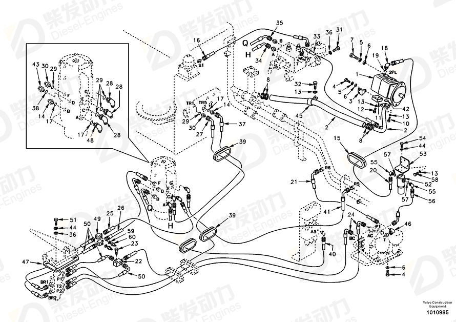 VOLVO Hose assembly SA9451-04445 Drawing