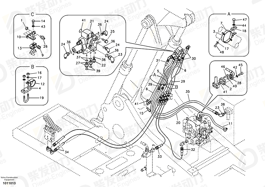 VOLVO Hose assembly 937827 Drawing