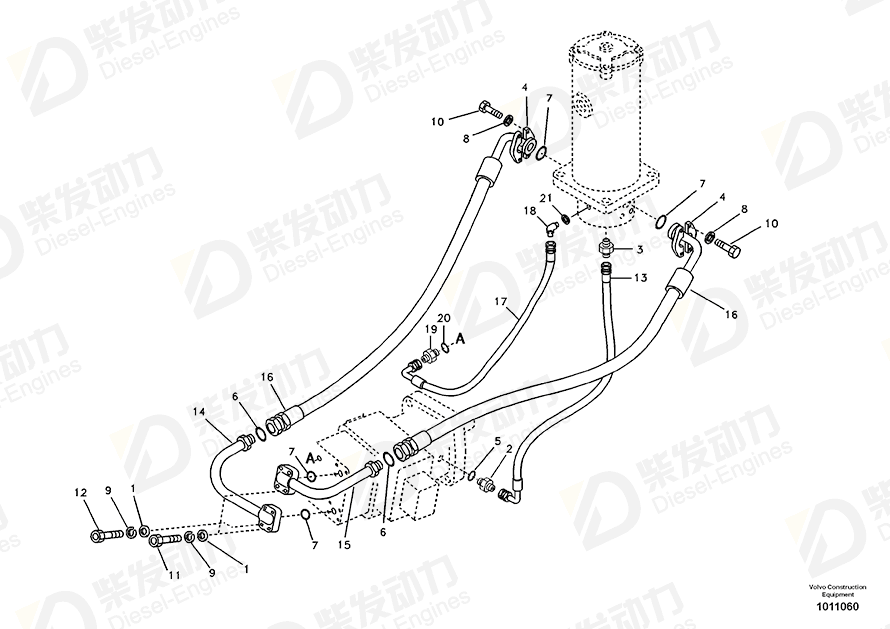 VOLVO Hose assembly SA9453-04318 Drawing VOLVO Hose assembly SA9453-04318 Drawing