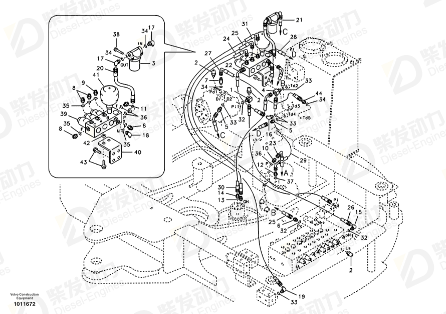 VOLVO Pressure accumulator 11802723 Drawing VOLVO Pressure accumulator 11802723 Drawing