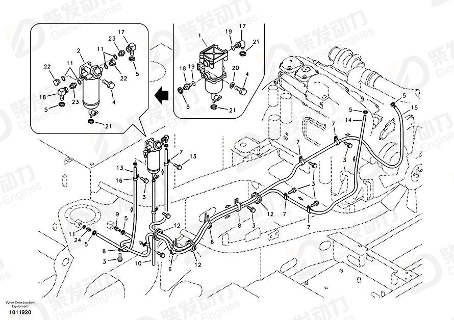 VOLVO Fuel hose SA9951-11033 Drawing