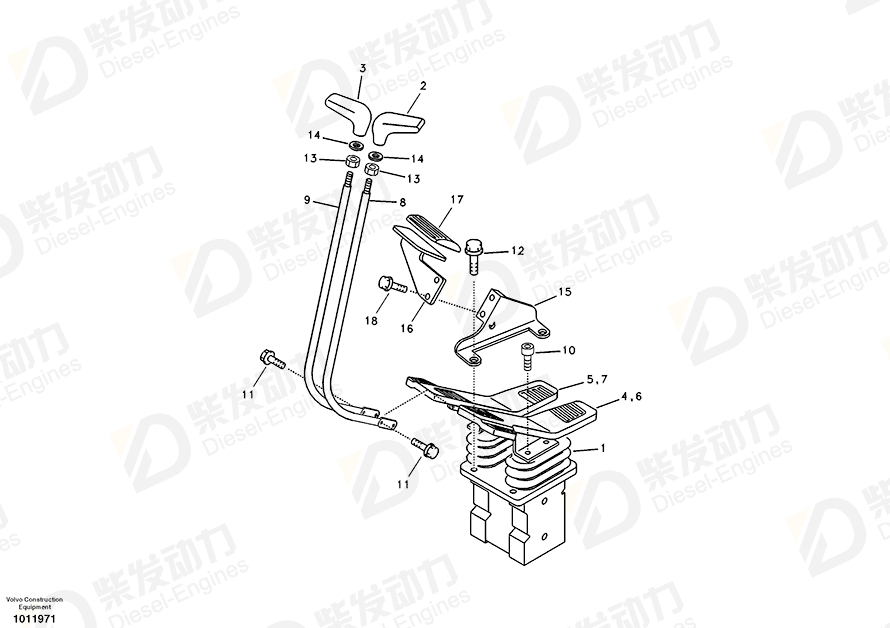 VOLVO Control lever 14521978 Drawing