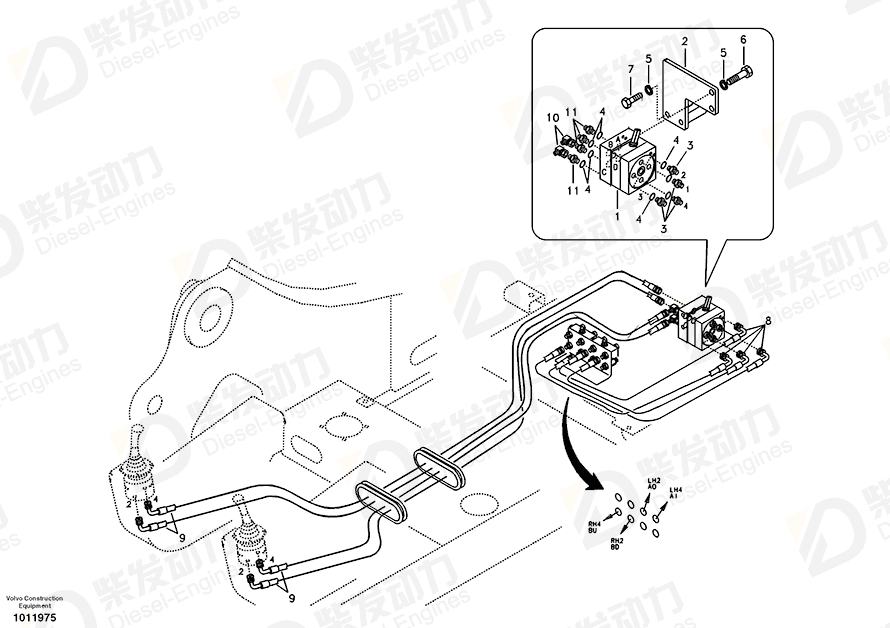 VOLVO Hose assembly SA9452-03264 Drawing VOLVO Hose assembly SA9452-03264 Drawing
