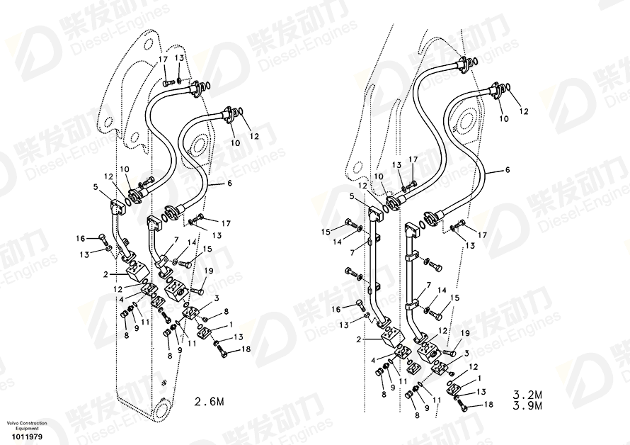 VOLVO Hose assembly 936988 Drawing