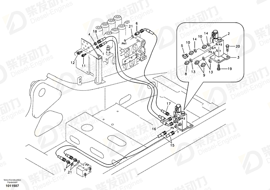 VOLVO Hose assembly SA9453-03635 Drawing VOLVO Hose assembly SA9453-03635 Drawing
