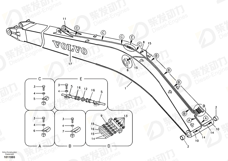 VOLVO Hose assembly SA9482-02157 Drawing VOLVO Hose assembly SA9482-02157 Drawing