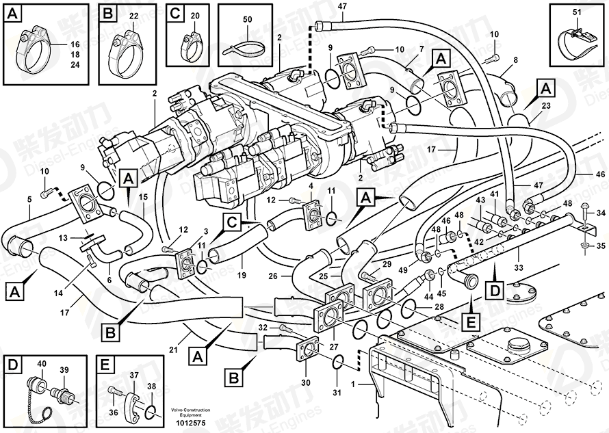 VOLVO hose assembly 936803 Drawing