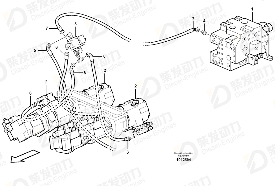 VOLVO Hose assembly 11121637 Drawing VOLVO Hose assembly 11121637 Drawing