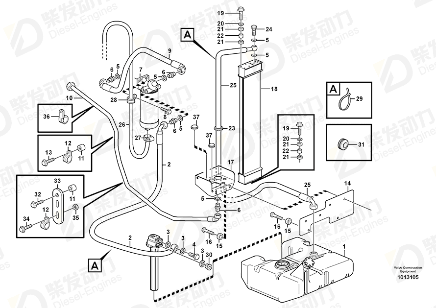 VOLVO Fuel pipe 11411546 Drawing
