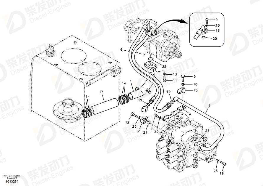 VOLVO Rubber hose 14881389 Drawing