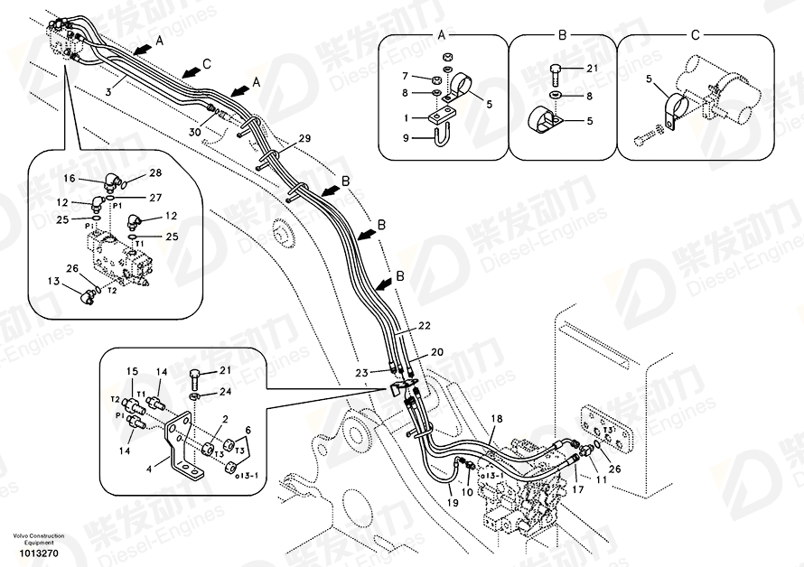 VOLVO Hose assembly SA9466-03202 Drawing VOLVO Hose assembly SA9466-03202 Drawing