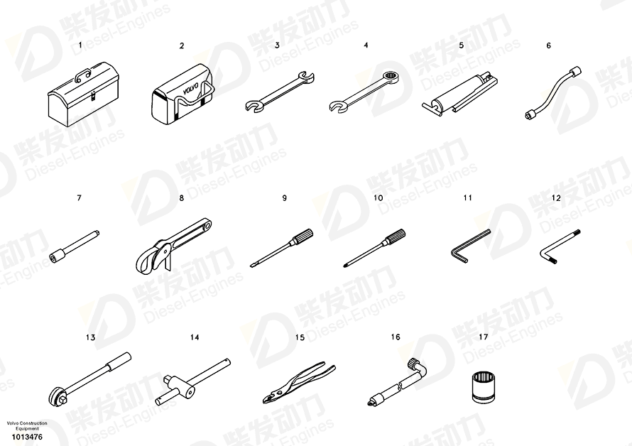 VOLVO Open-end spanner 14881050 Drawing