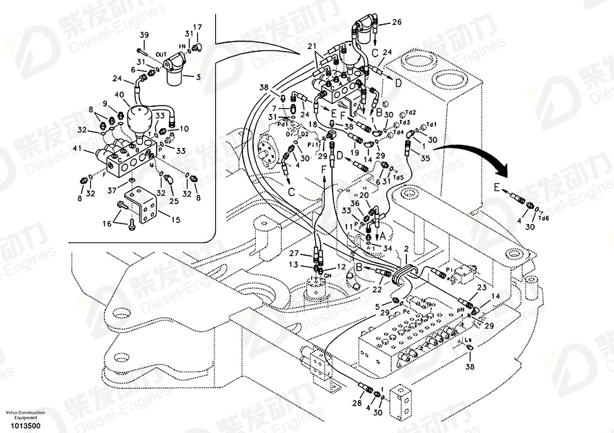 VOLVO Hose assembly SA9453-03248 Drawing VOLVO Hose assembly SA9453-03248 Drawing