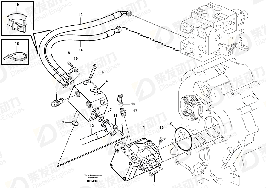VOLVO Hose assembly 936078 Drawing VOLVO Hose assembly 936078 Drawing