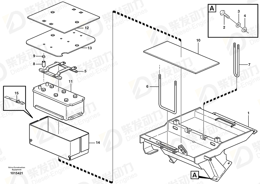 VOLVO Battery retainer 11115002 Drawing VOLVO Battery retainer 11115002 Drawing